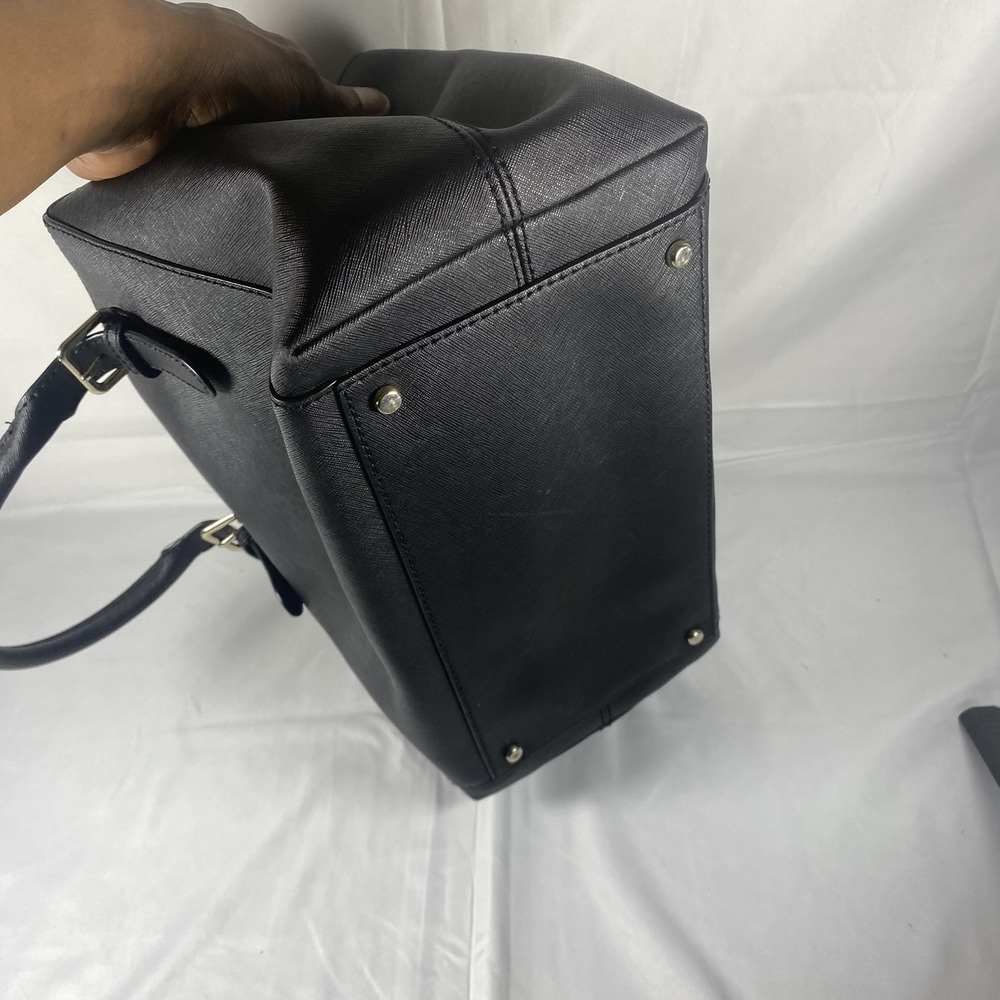 Kate Spade Satchel Bag Womens Black Leather Structured Tote Purse Gold Hardware - Picture 8 of 10